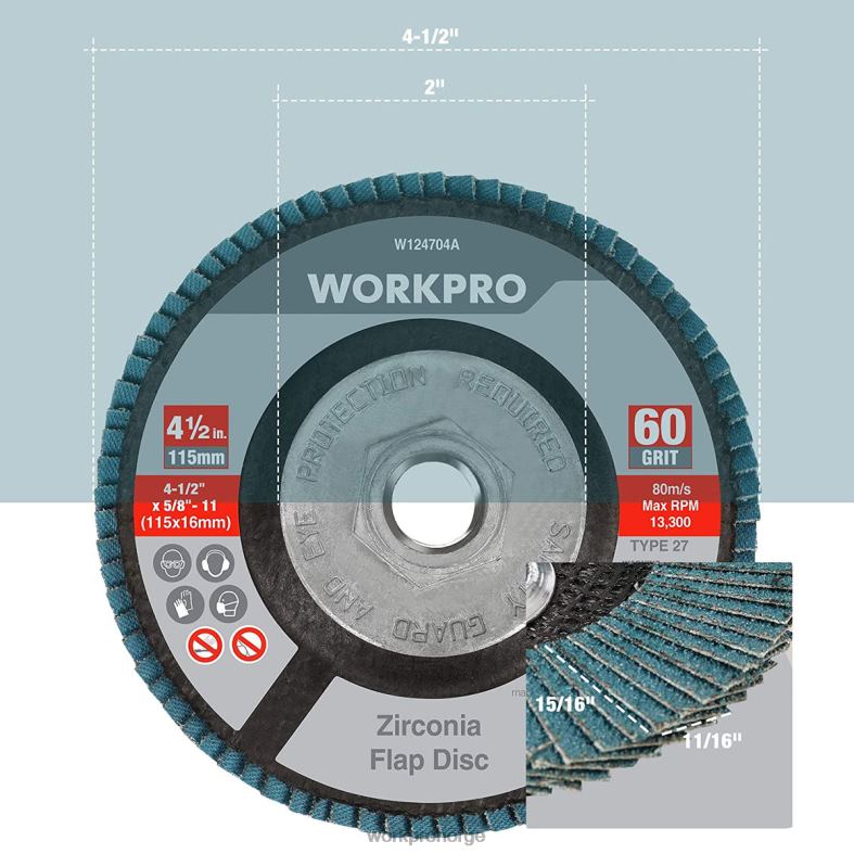 WORKPRO 5-pack zirconia klaffskive, vinkelslipeskive, 4-1/2 tommers slipeskiver nyttig verktøy 622PZ206