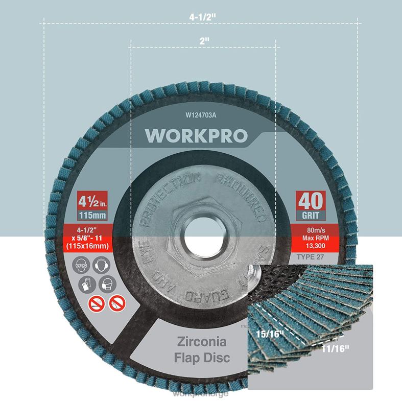 WORKPRO 5-pack zirconia klaffskive, vinkelslipeskive, 4-1/2 tommers slipeskiver nyttig verktøy 622PZ206