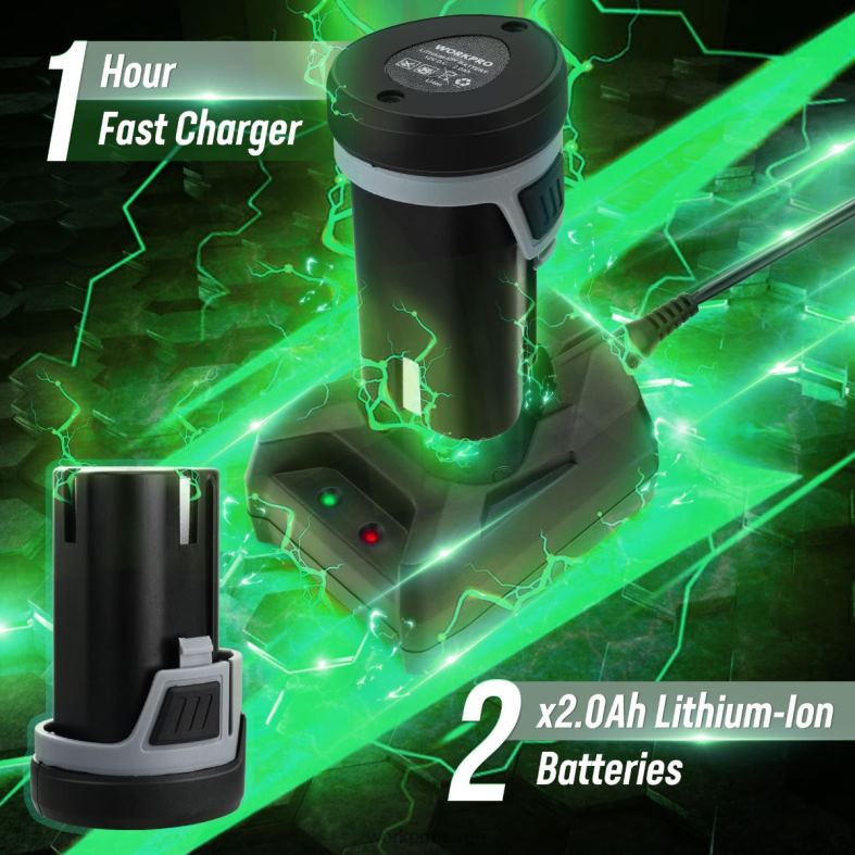 WORKPRO 6-tommers dobbeltvirkende trådløs bilbufferpolerer med 2 stk 12v oppladbart batteri morden verktøy 622PZ238