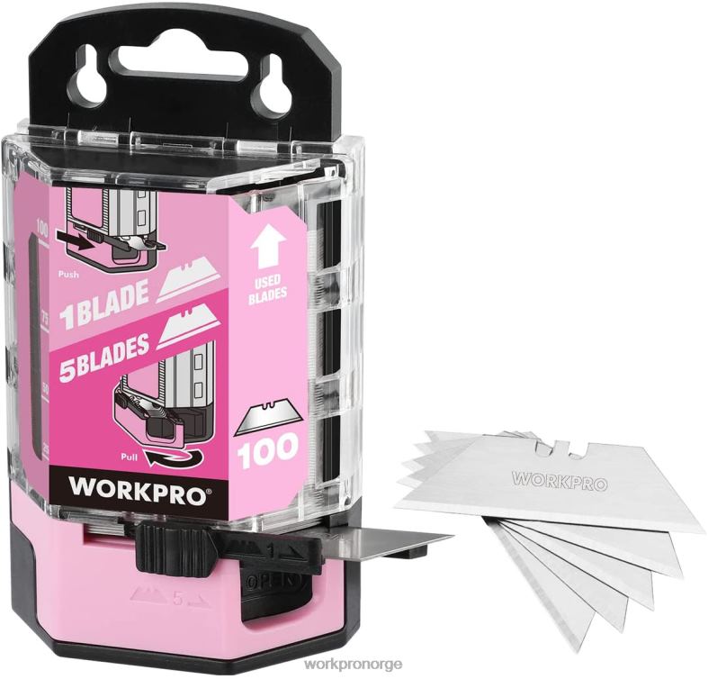 WORKPRO 100 stk sk5 karbonstål verktøyknivblader erstatning med dispenser rød/rosa verktøy 622PZ49