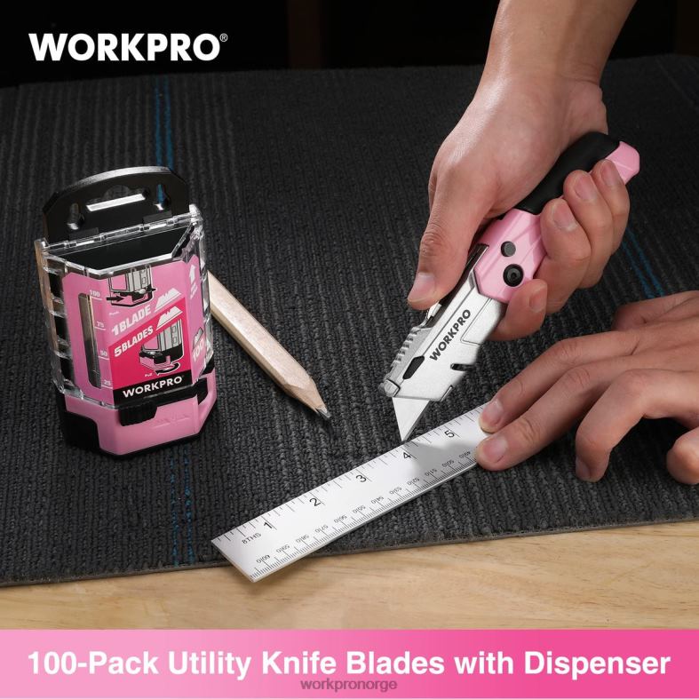 WORKPRO 100 stk sk5 karbonstål verktøyknivblader erstatning med dispenser rød/rosa verktøy 622PZ49