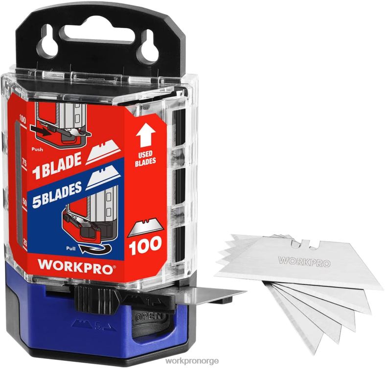 WORKPRO 100 stk sk5 karbonstål verktøyknivblader erstatning med dispenser rød/rosa verktøy 622PZ49