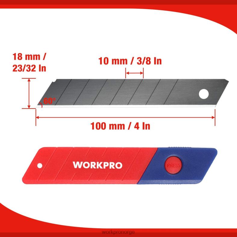 WORKPRO 18 mm snap-off blader sk5 stål erstatningsblad passer til pakke med 100 stk nyttig verktøy 622PZ53