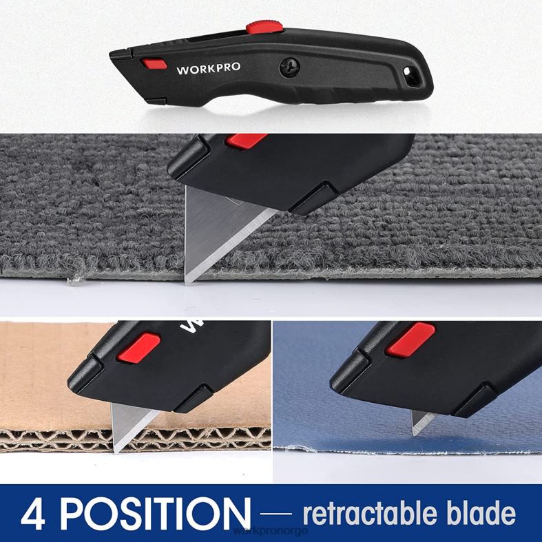 WORKPRO førsteklasses verktøykniv, uttrekkbar kraftig bokskutter i metall, barberkniv med hurtigskifteblad, med 10 ekstra blader svart/blått/rødt verktøy 622PZ51