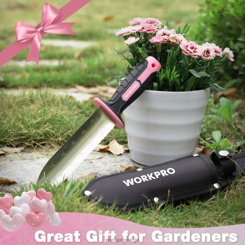 WORKPRO hagekniv med oxford slire, blad i rustfritt stål med skjærekant grønn/rosa verktøy 622PZ283