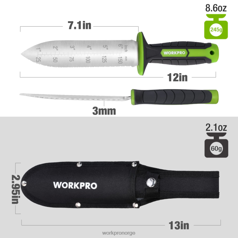 WORKPRO hagekniv med oxford slire, blad i rustfritt stål med skjærekant grønn/rosa verktøy 622PZ283