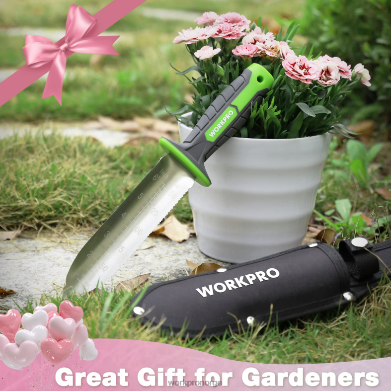 WORKPRO hagekniv med oxford slire, blad i rustfritt stål med skjærekant grønn/rosa verktøy 622PZ283