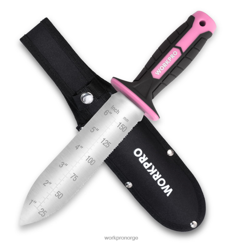 WORKPRO hagekniv med oxford slire, blad i rustfritt stål med skjærekant grønn/rosa verktøy 622PZ283