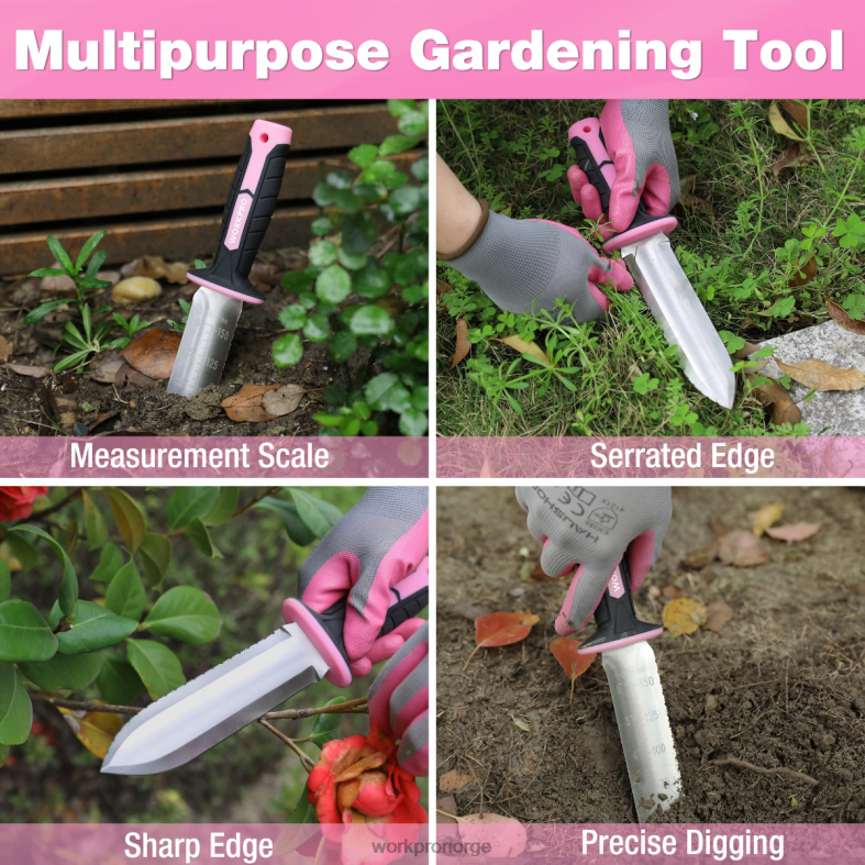 WORKPRO hagekniv med oxford slire, blad i rustfritt stål med skjærekant grønn/rosa verktøy 622PZ283