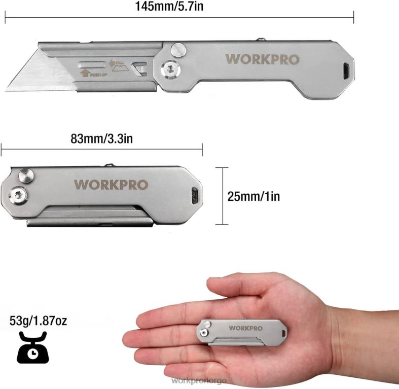 WORKPRO hurtigbytte sammenleggbar lommeverktøykniv mini foldekniv i rustfritt stål med belteklips ny verktøy 622PZ47