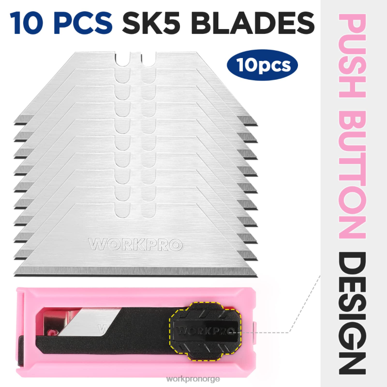 WORKPRO sammenleggbar aluminiums kniv, 10 ekstra blader inkluderer rosa verktøy 622PZ54