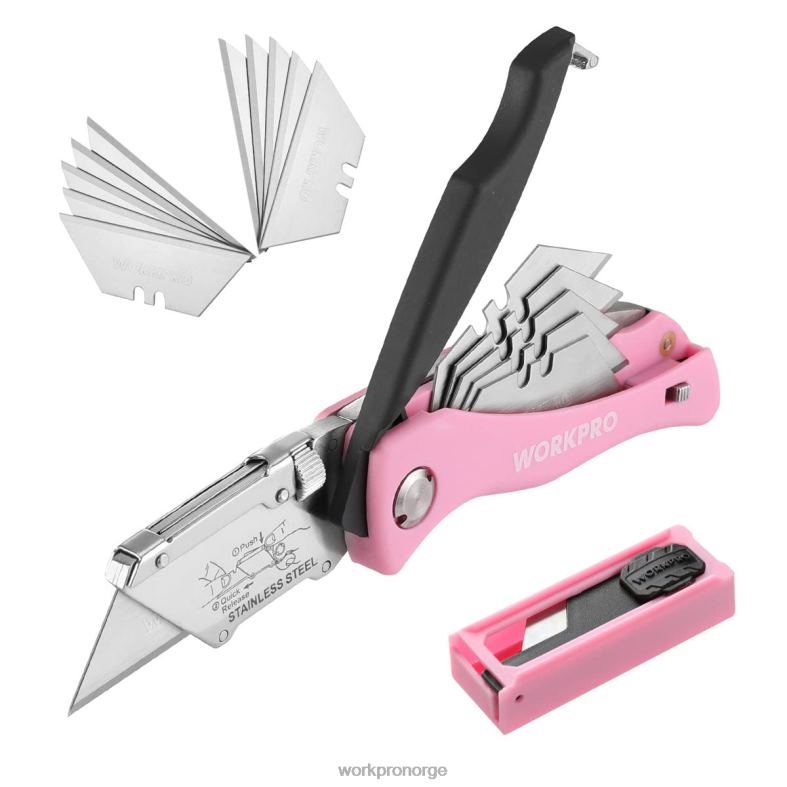 WORKPRO sammenleggbar verktøykniv, hurtigskiftebokskutter, barberkniv rosa verktøy 622PZ36