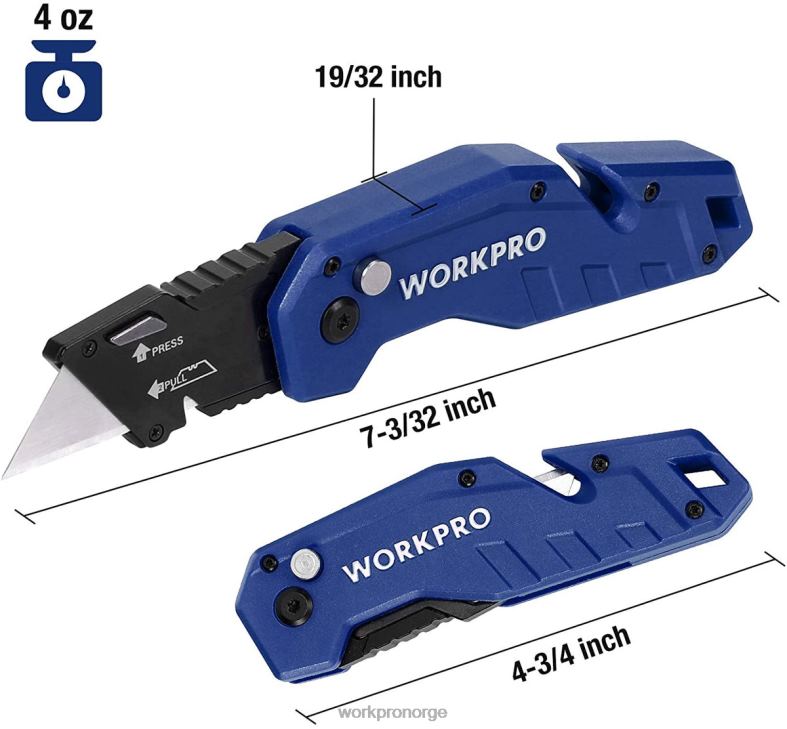WORKPRO sammenleggbar verktøykniv lettvekts verktøyskjærer med nylonhåndtak med 10-delers ekstra blad rød/blå/svart verktøy 622PZ38