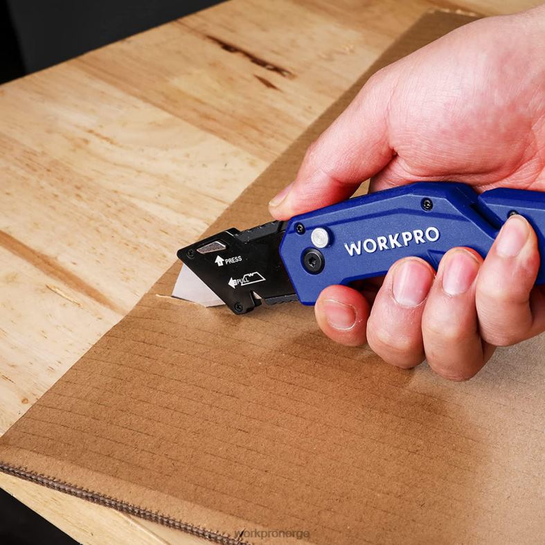 WORKPRO sammenleggbar verktøykniv lettvekts verktøyskjærer med nylonhåndtak med 10-delers ekstra blad rød/blå/svart verktøy 622PZ38