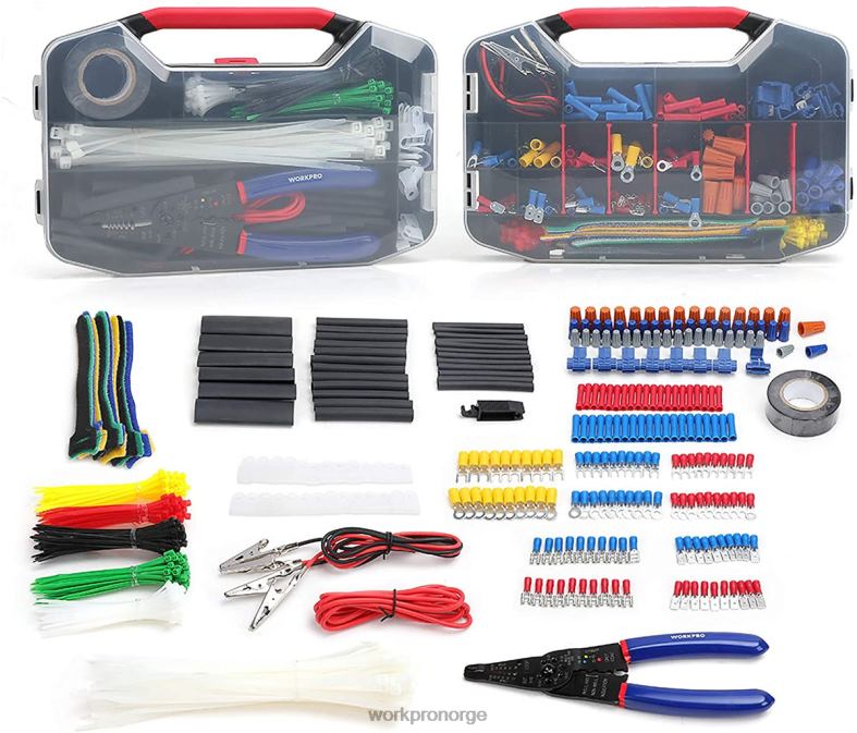 WORKPRO 582 stk krympeterminaler ledningskontakter krympeslange elektrisk reparasjonssett med wire cutter stripper nyttig verktøy 622PZ152