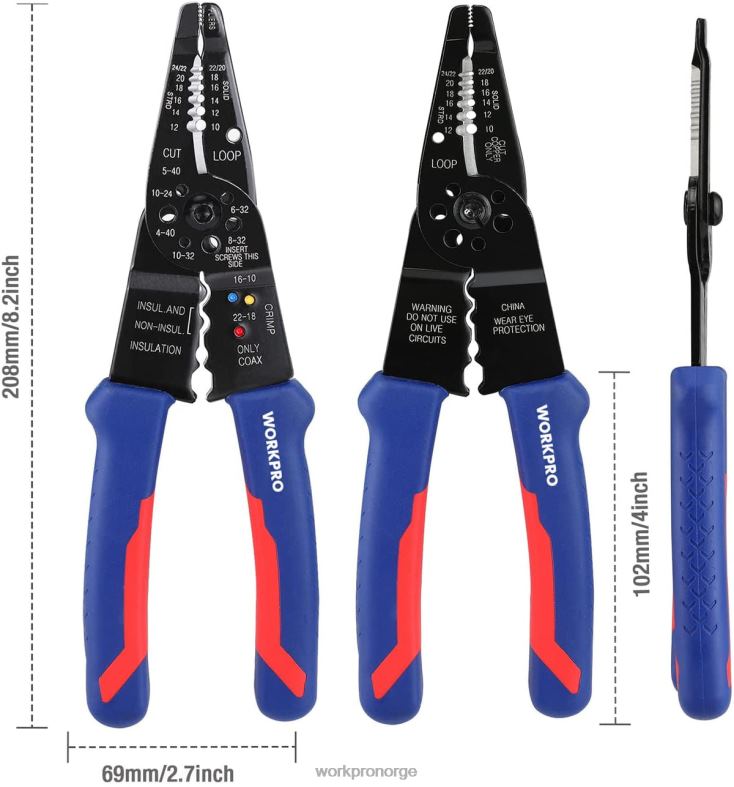WORKPRO 8-tommers wire stripper, multi-verktøy wire cutter for stripping, kutting og krymping nyttig verktøy 622PZ158