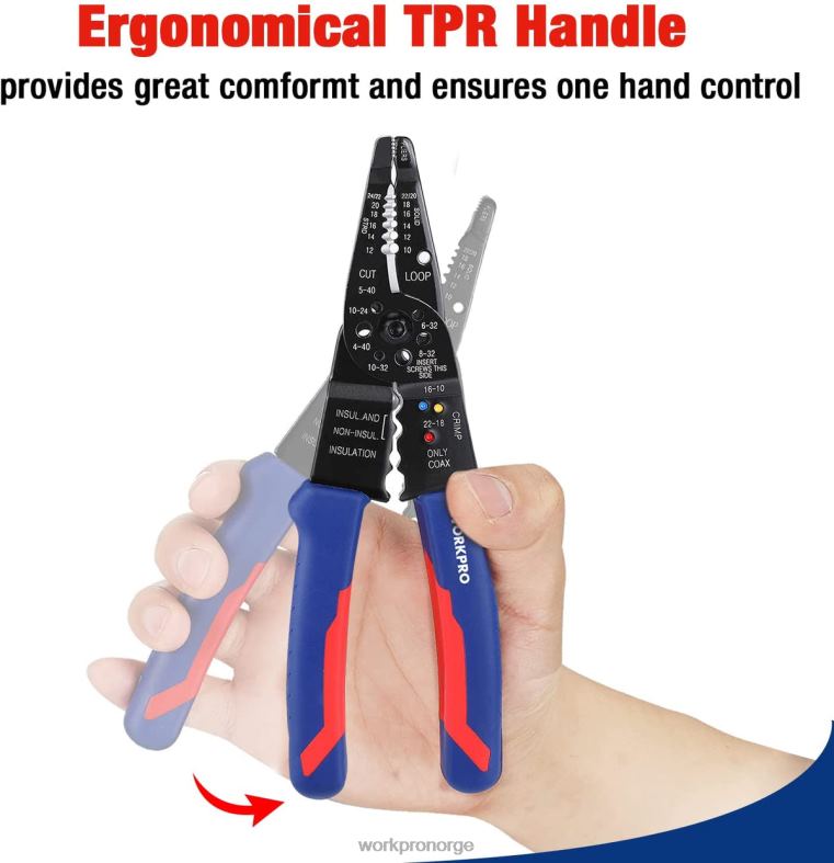WORKPRO 8-tommers wire stripper, multi-verktøy wire cutter for stripping, kutting og krymping nyttig verktøy 622PZ158