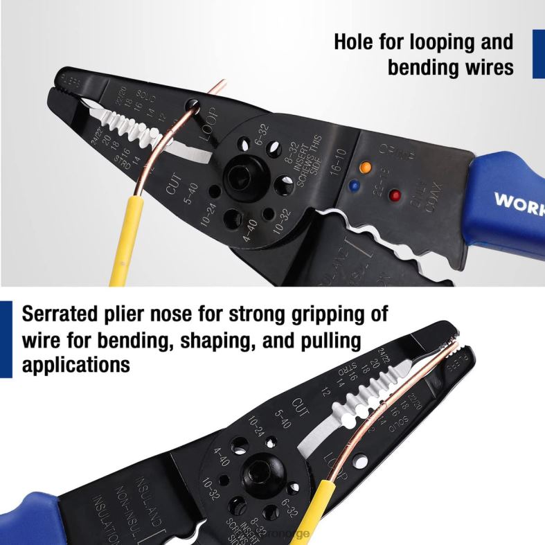 WORKPRO 8-tommers wire stripper, multi-verktøy wire cutter for stripping, kutting og krymping nyttig verktøy 622PZ158