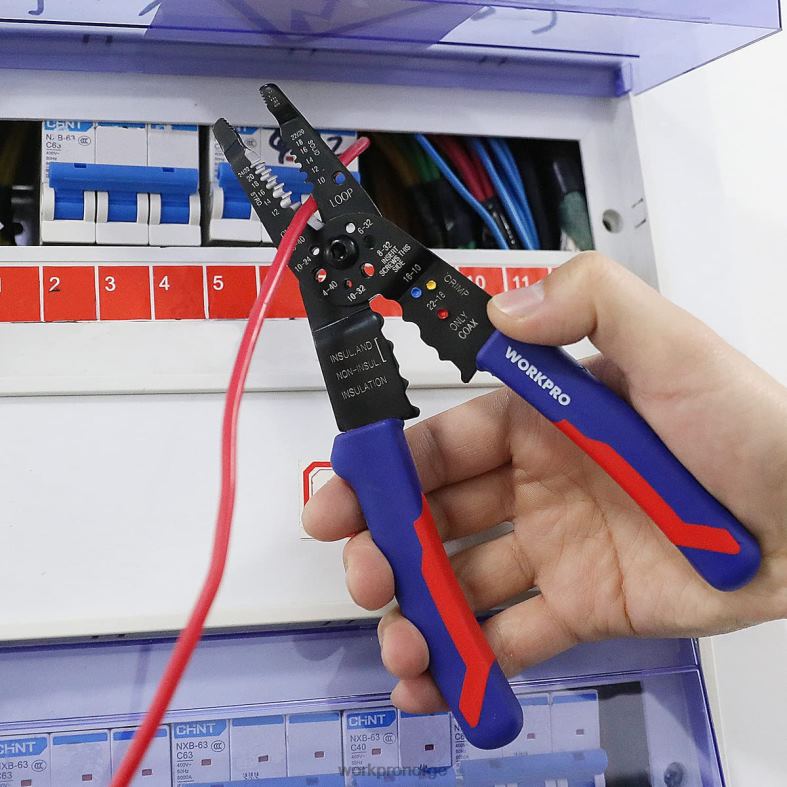 WORKPRO 8-tommers wire stripper, multi-verktøy wire cutter for stripping, kutting og krymping nyttig verktøy 622PZ158