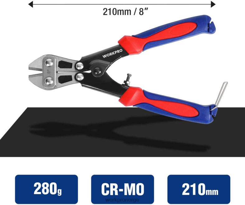 WORKPRO mini boltkutter 8-tommer/210mm, cr-mo liten boltkutter morden verktøy 622PZ157