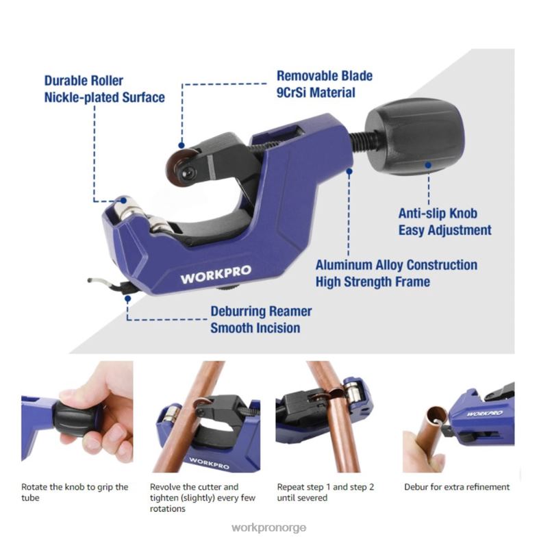 WORKPRO rørkutter, 1/8 til 1-1/8 tommers rørkutter, kraftig rørkutter for tynne kobber pvc aluminiumsrør nyttig verktøy 622PZ153