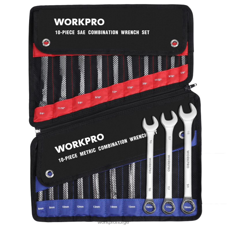 WORKPRO 20 stk metrisk & sae kombinasjon cr-v 12-punkts skiftenøkkelsett morden verktøy 622PZ93