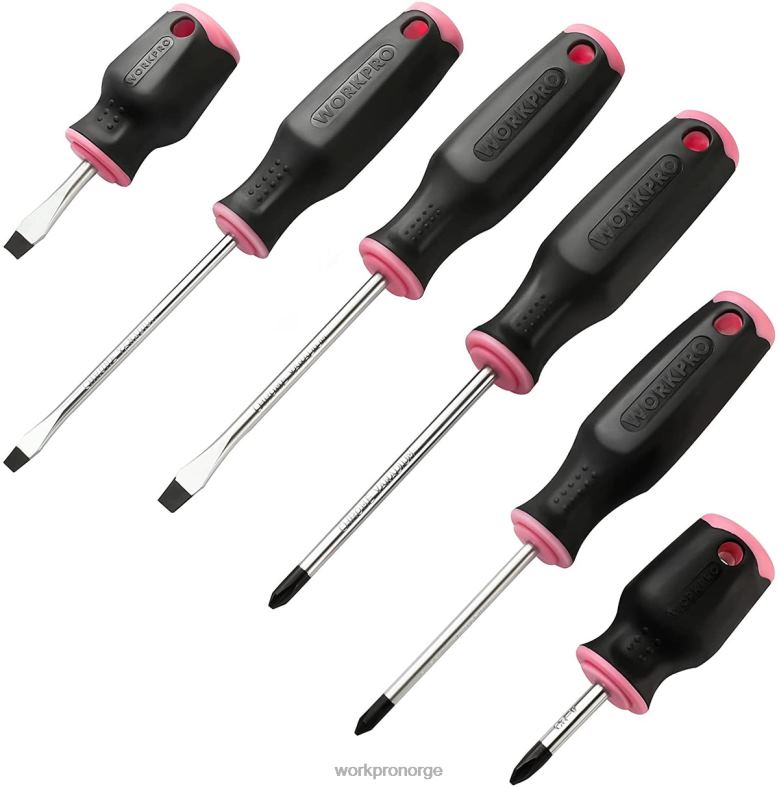 WORKPRO 6 stk magnetiske skrutrekkere sett rosa verktøy 622PZ244