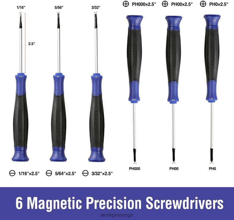 WORKPRO magnetisk skrutrekkersett, 16 stk torx slissede stjerneskrutrekkere med magnetisator ny verktøy 622PZ98
