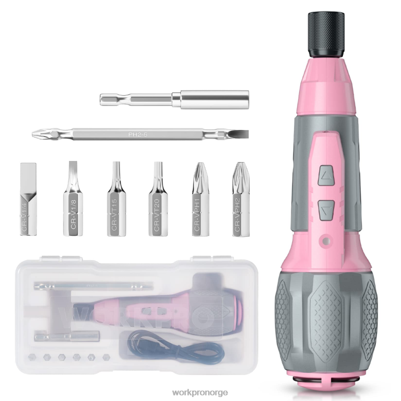 WORKPRO trådløs 4v usb oppladbart litium-ion batteri skrutrekkersett rosa/hvit verktøy 622PZ236