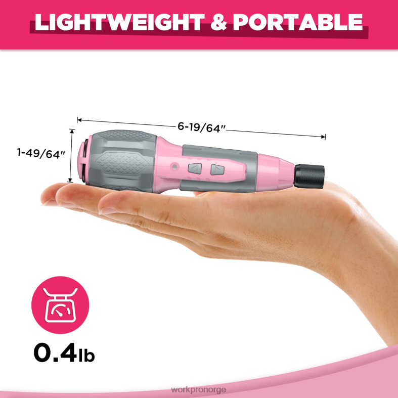WORKPRO trådløs 4v usb oppladbart litium-ion batteri skrutrekkersett rosa/hvit verktøy 622PZ236