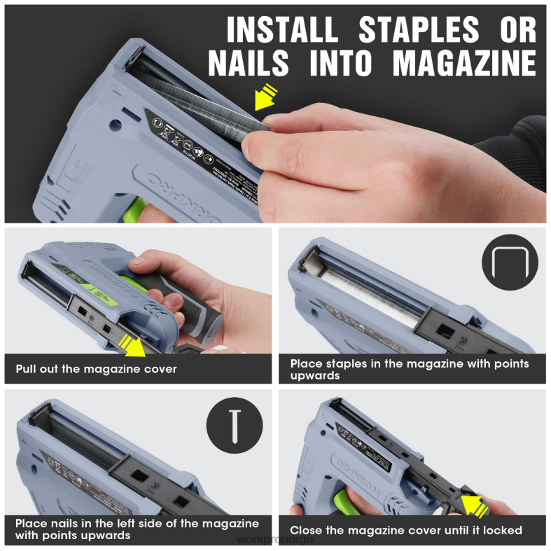WORKPRO 3,6v 2,0ah batteridrevet elektrisk trådløs 2-i-1 stift og spikerpistol rosa/grå verktøy 622PZ265