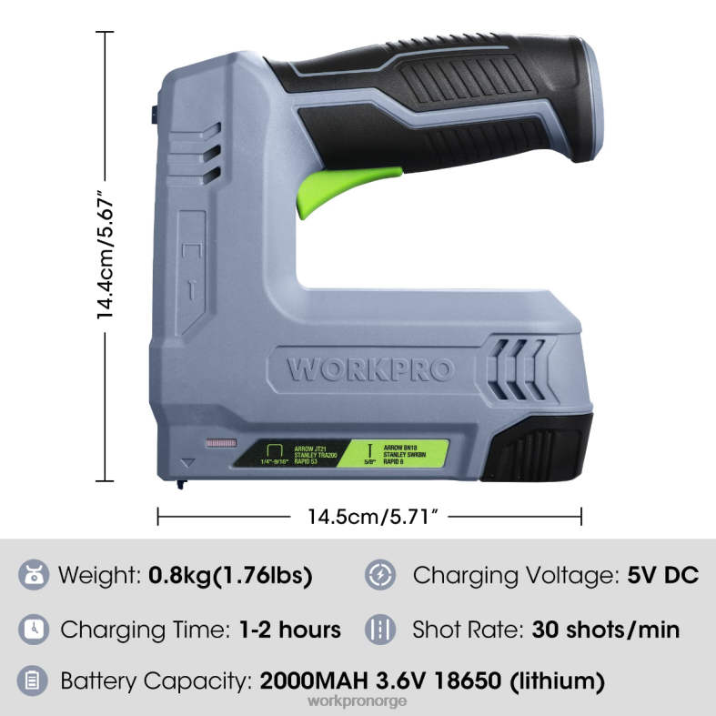WORKPRO 3,6v 2,0ah batteridrevet elektrisk trådløs 2-i-1 stift og spikerpistol rosa/grå verktøy 622PZ265