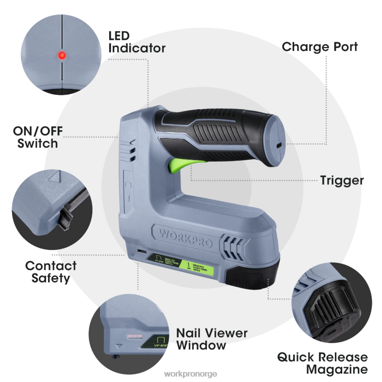 WORKPRO 3,6v 2,0ah batteridrevet elektrisk trådløs 2-i-1 stift og spikerpistol rosa/grå verktøy 622PZ265