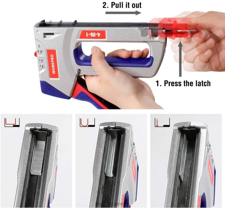 WORKPRO kraftig 4-i-1 stiftepistolsett manuell brad spikerpistol med 3000 stifter og 1000 brad spiker hjelpsom verktøy 622PZ57