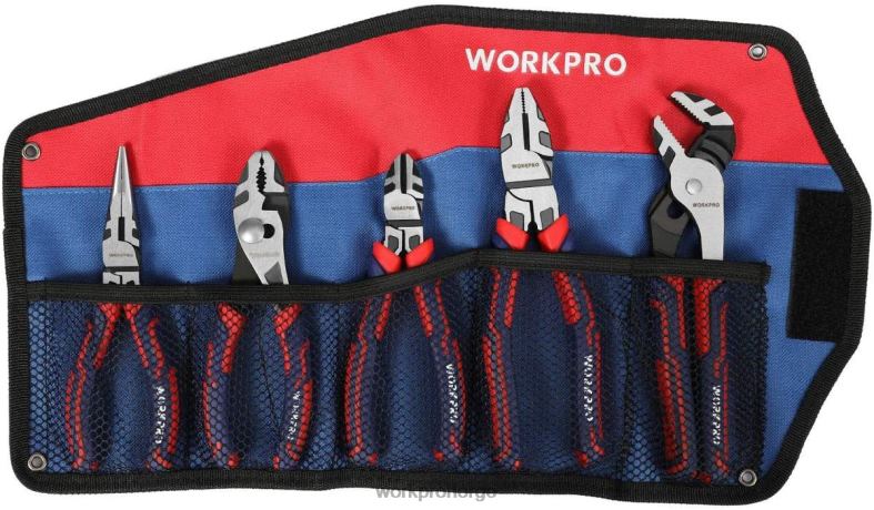 WORKPRO 5 stk premium cr-v konstruksjonstenger sett med oppbevaringsveske nyttig verktøy 622PZ66
