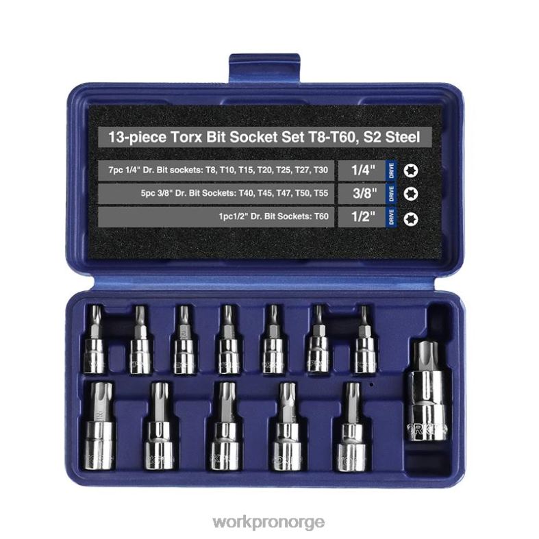 WORKPRO 13 stk torx-bits-sokkelsett (kun for håndbruk) morden verktøy 622PZ127