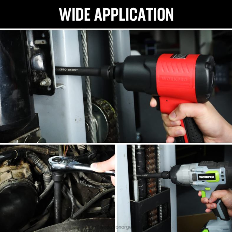 WORKPRO 3 deler 3, 6, 8 tommers 1/2-tommers socket drive slagforlengelsesstangsett nyttig verktøy 622PZ202