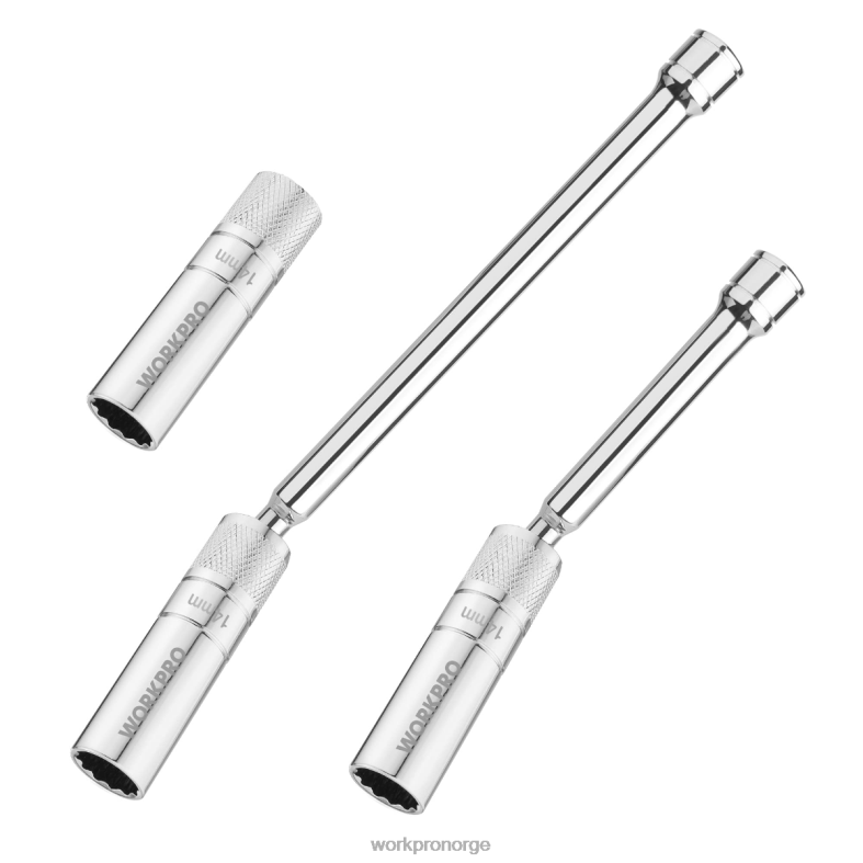 WORKPRO 3 stk - 14 mm tynn veggkontakt med 6- og 10-tommers forlengelser magnetisk svingbar tennpluggkontaktsett hjelpsom verktøy 622PZ143