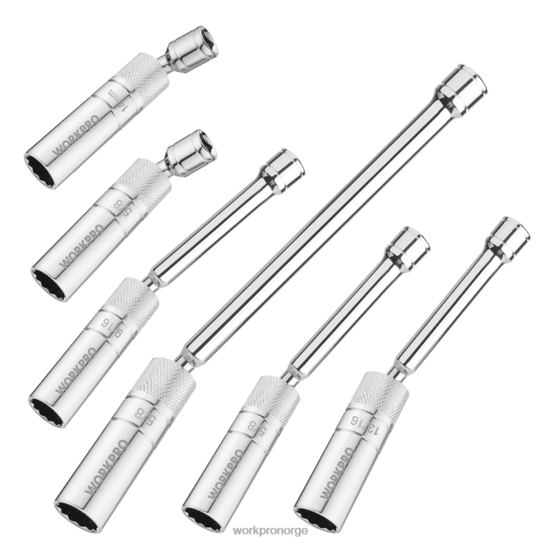 WORKPRO 6 stk-9/16-tommers, 5/8-tommers, 13/16-tommers, 14 mm tynne stikkontakter med 4, 6, 11-tommers forlengelser magnetisk svingbar tennpluggkontaktsett ny verktøy 622PZ139