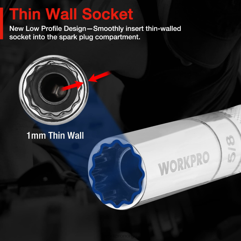 WORKPRO 6 stk-9/16-tommers, 5/8-tommers, 13/16-tommers, 14 mm tynne stikkontakter med 4, 6, 11-tommers forlengelser magnetisk svingbar tennpluggkontaktsett ny verktøy 622PZ139