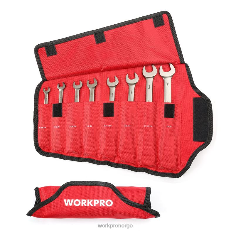 WORKPRO 8 stk flex-head skrallekombinøkkelsett med organiseringsveske nyttig verktøy 622PZ86