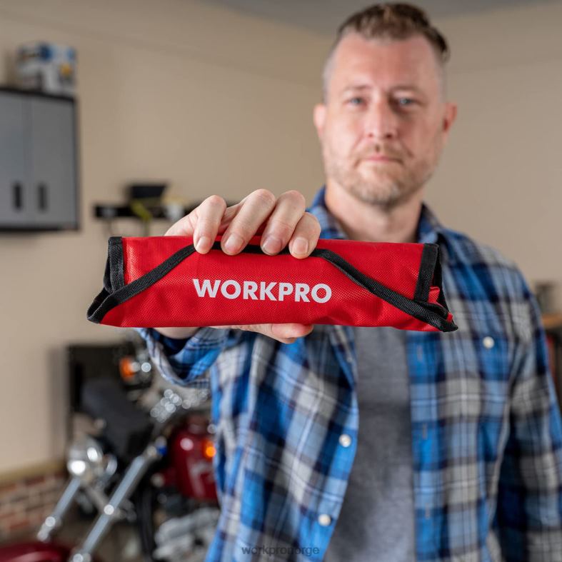WORKPRO 8 stk flex-head skrallekombinøkkelsett med organiseringsveske nyttig verktøy 622PZ86