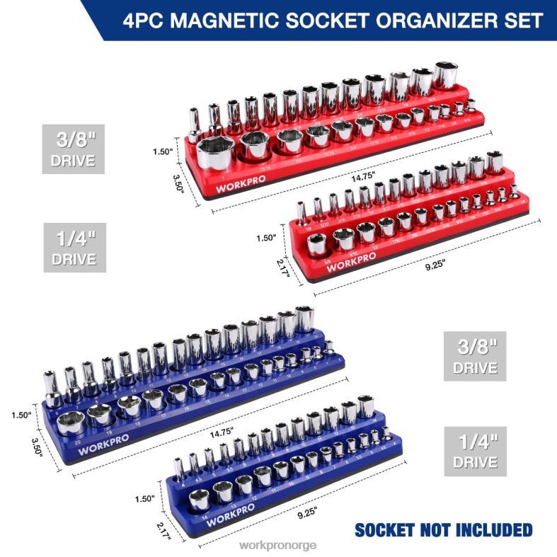 WORKPRO magnetisk arrangørsett med 4 stk morden verktøy 622PZ134