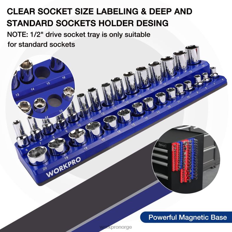 WORKPRO magnetisk arrangørsett med 4 stk morden verktøy 622PZ134