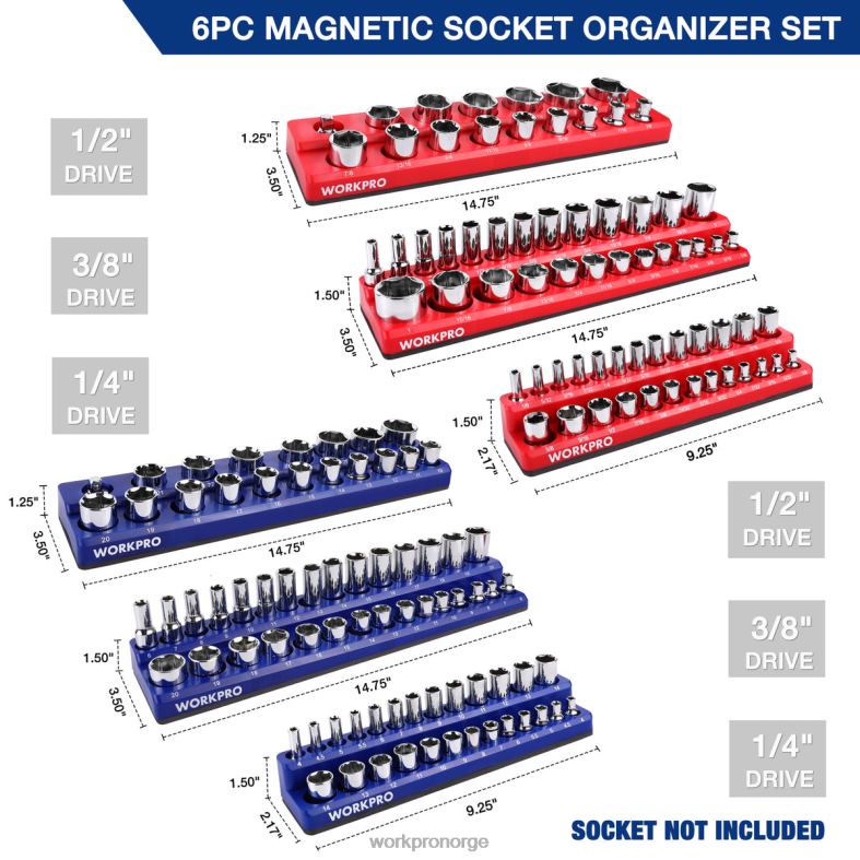 WORKPRO magnetisk arrangørsett med 6 stk morden verktøy 622PZ126