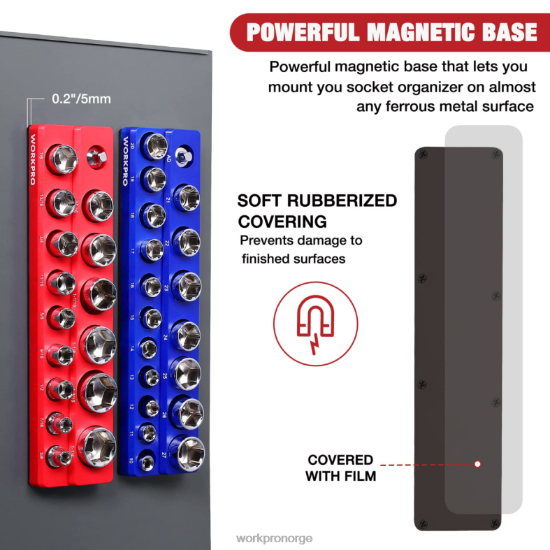 WORKPRO magnetisk socket organizer sett ny verktøy 622PZ131