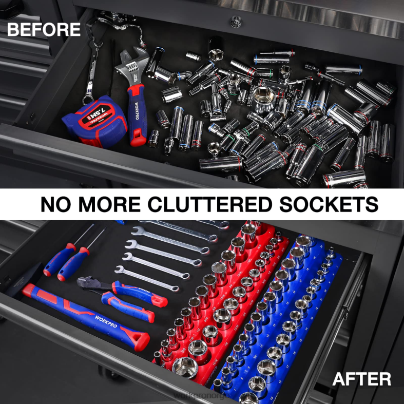 WORKPRO magnetisk socket organizer sett ny verktøy 622PZ131
