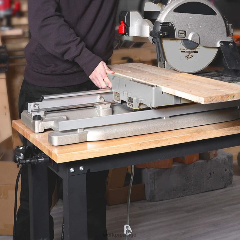 WORKPRO justerbar arbeidsbenk 2000 lbs lastekapasitet hardtre arbeidsbord med strømuttak hjelpsom Oppbevaring 622PZ1