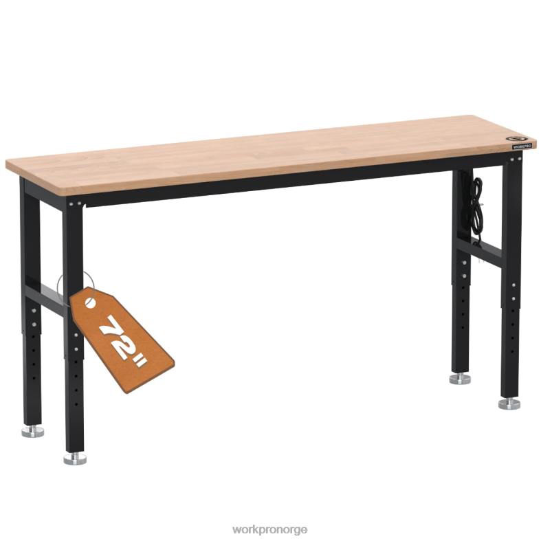 WORKPRO justerbar arbeidsbenk 3000 lbs lastekapasitet hardtre arbeidsbord med strømuttak nyttig Oppbevaring 622PZ4