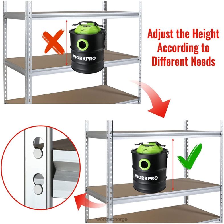 WORKPRO 5-lags oppbevaringshylle, justerbar oppbevaringsstativ kraftig aluminiumslegeringshylle hjelpsom Oppbevaring 622PZ9